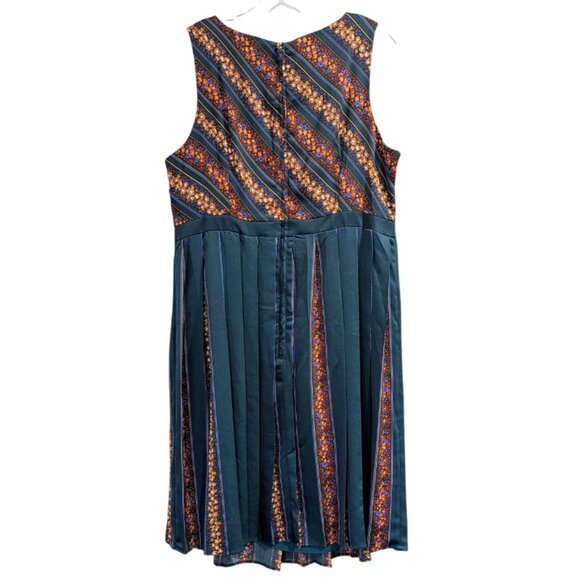 MODCLOTH "Pleat You To It" Fit & Flare Dress 15 RARE Forest Green Orange Floral - Picture 4 of 12